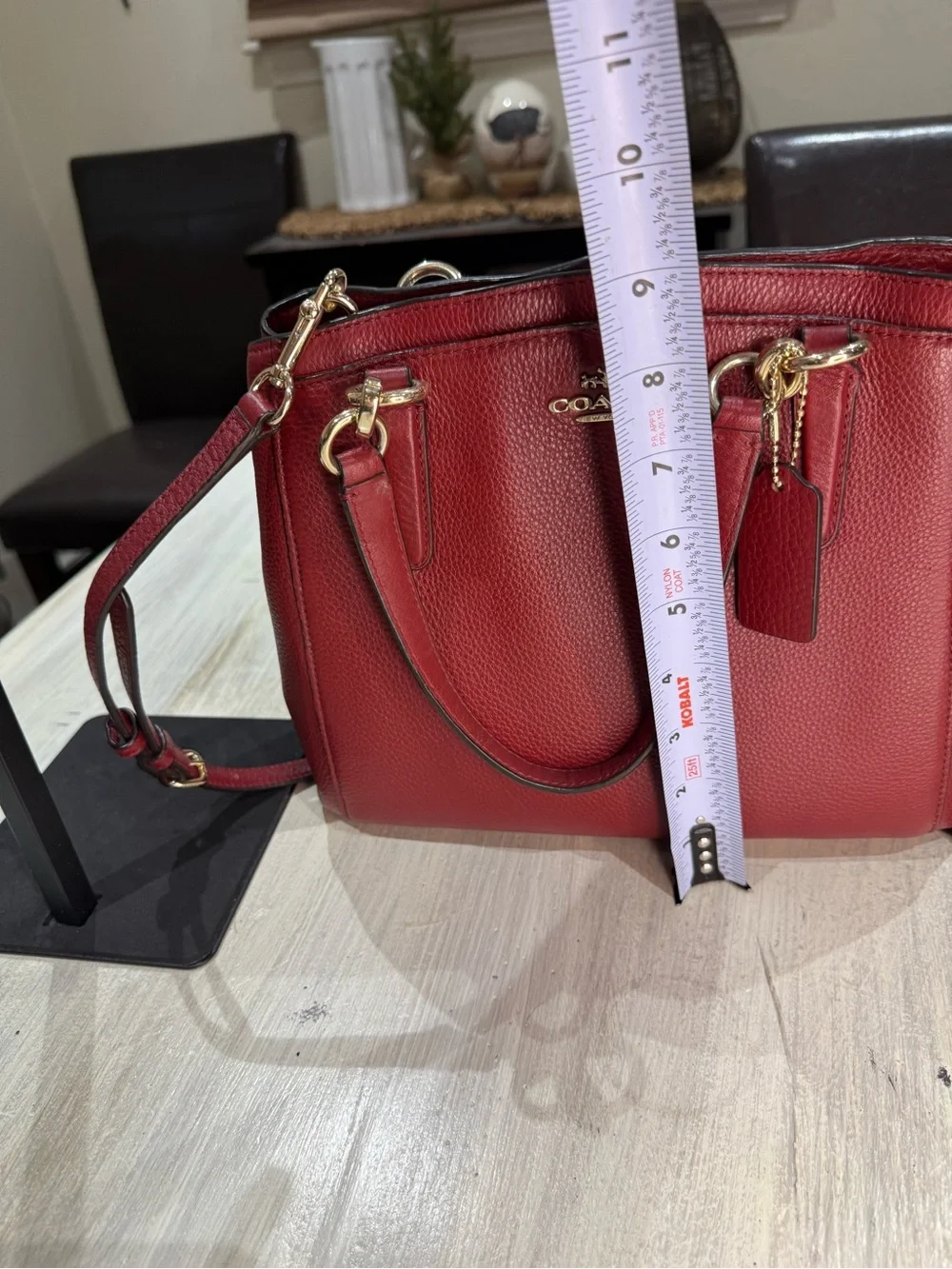 Coach Christie Red Pebbled Leather Carryall Satchel with Gold Hardware-EUC